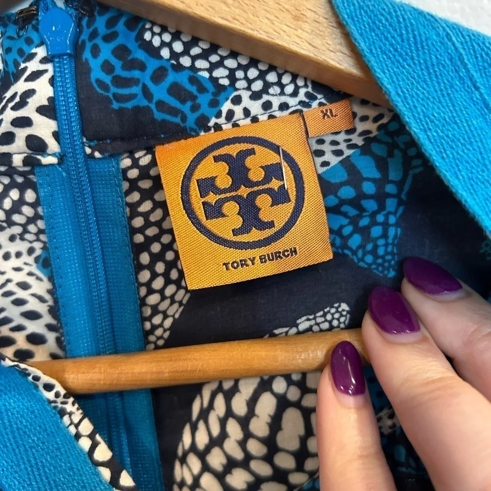 Tory Burch Girls XL Seashell Print Cotton Tunic Dress Blue White Boho Beach